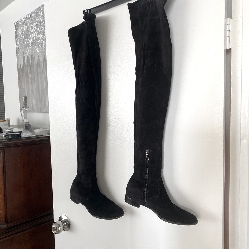 Amazing PRADA Super Hot Black Suede Over/KneeThigh Boot 39/8.5 High Fashion 2023
